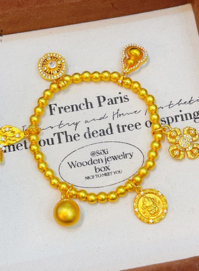 古法沙金镂空花丝罗盘十字