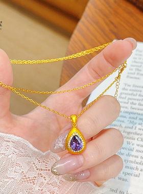 古法沙金999点钻拉丝紫色