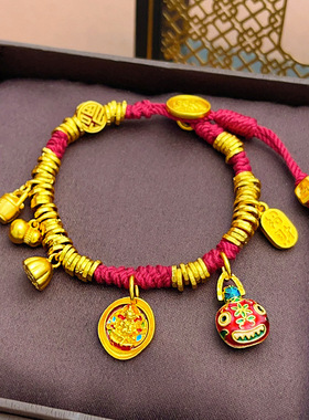 韦雪同款沙金999珐琅黄财