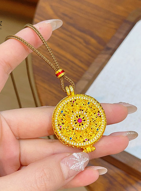 古法沙金999点钻镂空花丝