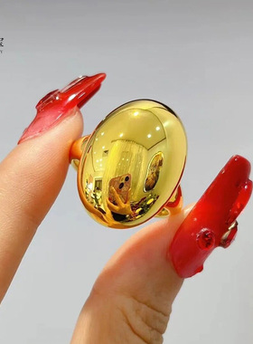 沙金999光面色大鸽子蛋戒