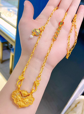 金店同款沙999双鱼锦鲤锁