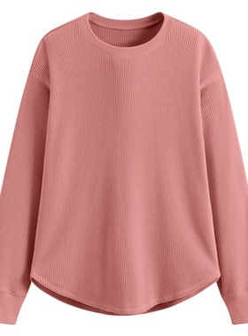 lativ 诚衣 华夫格宽松长袖T恤-女