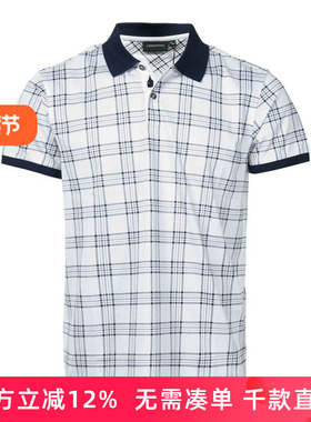 LONDON FOG/伦敦雾夏季新款男装商务休闲格子短袖T恤衫LS13KT205