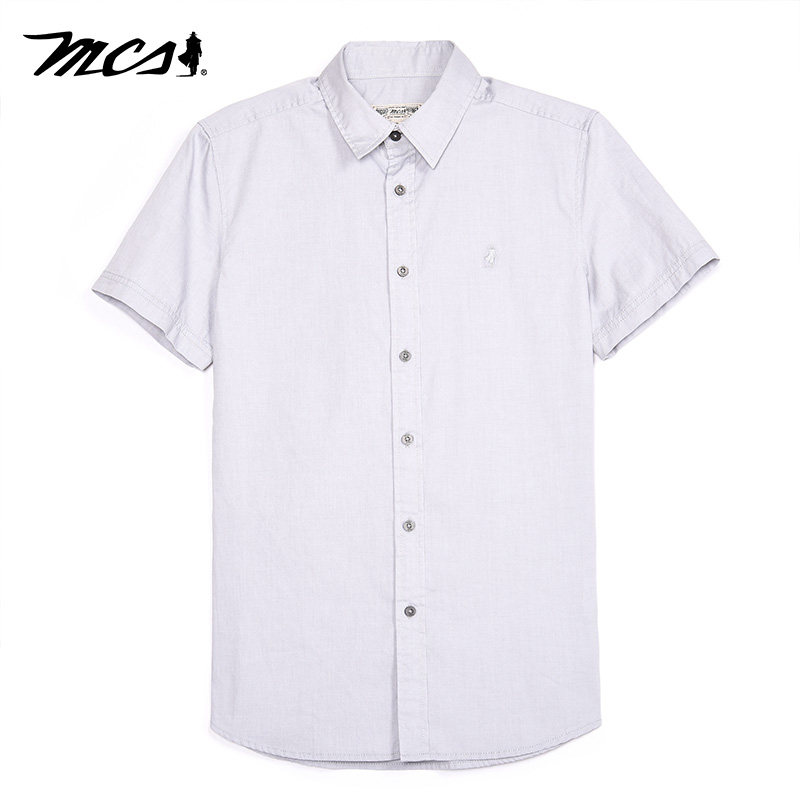 MCS万宝路正品男装短袖衬衣商务休闲合身版男装潮流纯棉短袖衬衣