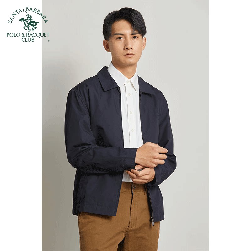 圣大保罗商务男装翻领中老年简约大码薄夹克春父亲外套PS19WJ052M