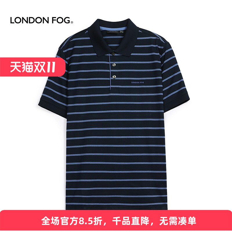 LONDONFOG男装短袖翻领T恤蚕丝