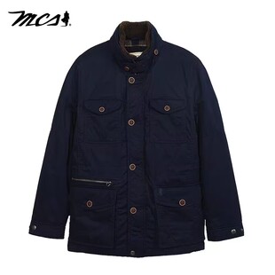 MCS男装冬季毛立领棉服外套男士中年父亲装厚款棉袄美式休闲棉服