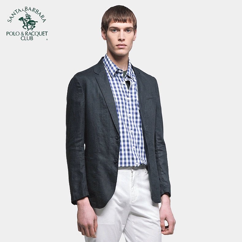 圣大保罗男装亚麻复古休闲西服轻薄秋季款商务西装外套中年男上衣