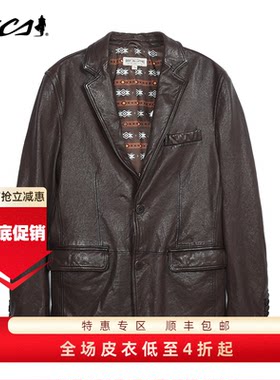 MCS绵羊皮真皮皮衣秋冬皮夹克男