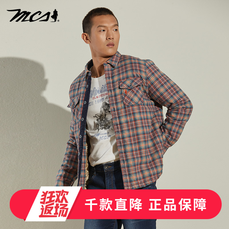 MCS厚款冬衬衫款棉服男