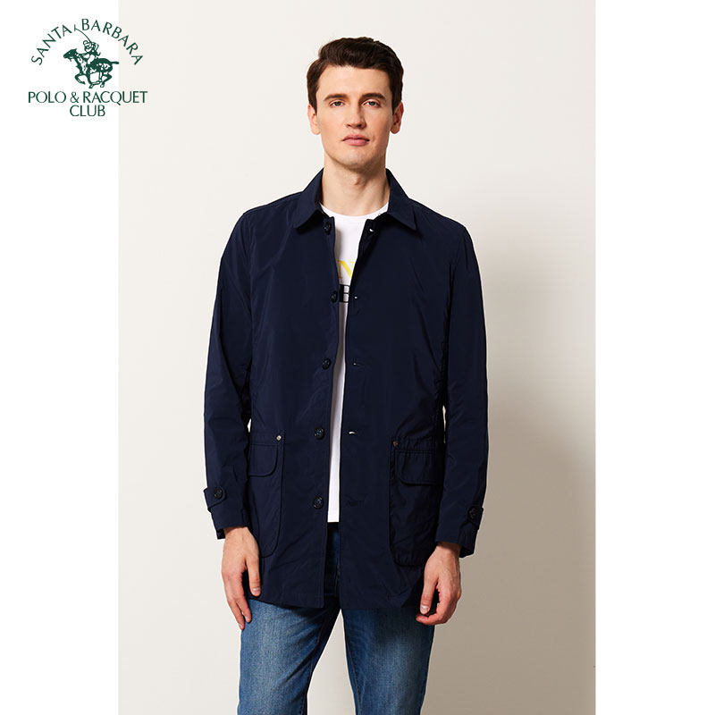 圣大保罗男装商务外套休闲百搭潮中长款风衣男士秋季薄款简约大衣