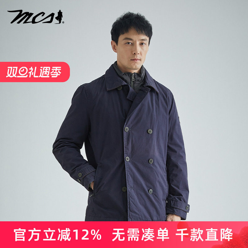MCS万宝路秋冬款休闲双排扣风衣