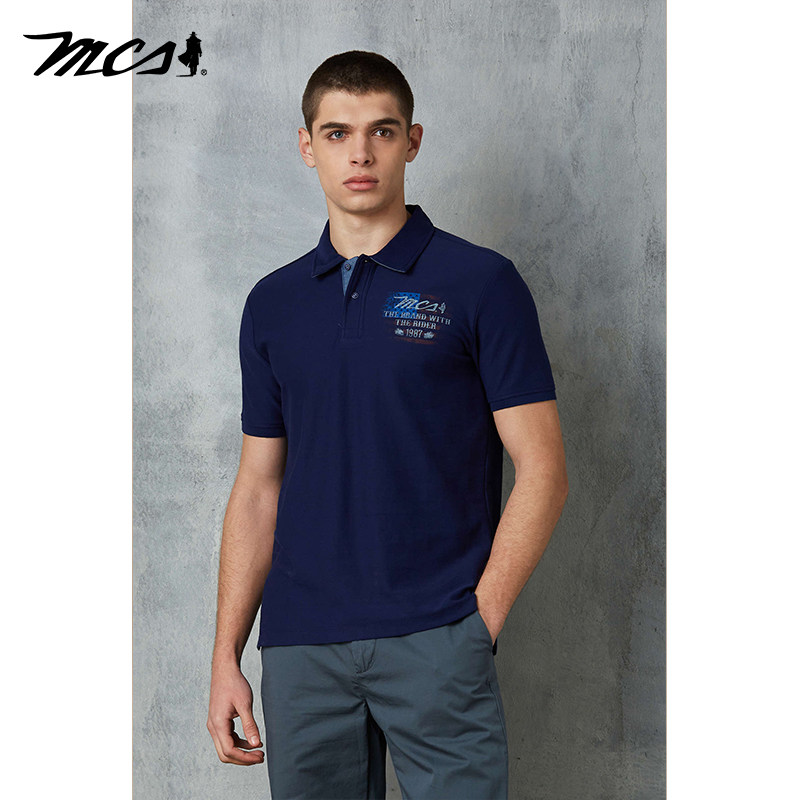MCS万宝路男装夏季短袖polo衫男士t恤纯棉翻领休闲上衣翻领中年款