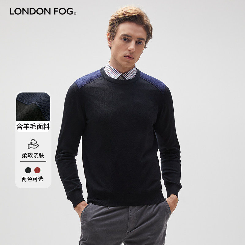 LONDONFOG男士圆领羊绒毛衣