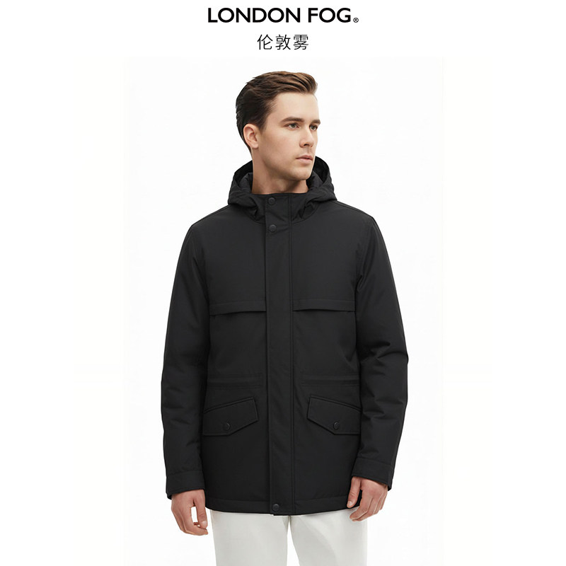 LONDON FOG/伦敦雾男士连帽风衣春夏薄款中长款休闲百搭外套潮流