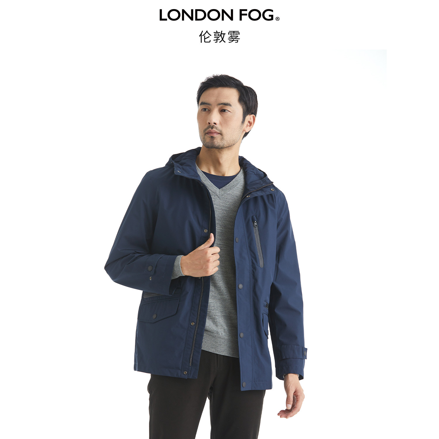 LONDON FOG/伦敦雾男装冬装可脱内胆防风夹克风衣棉衣棉服男外套