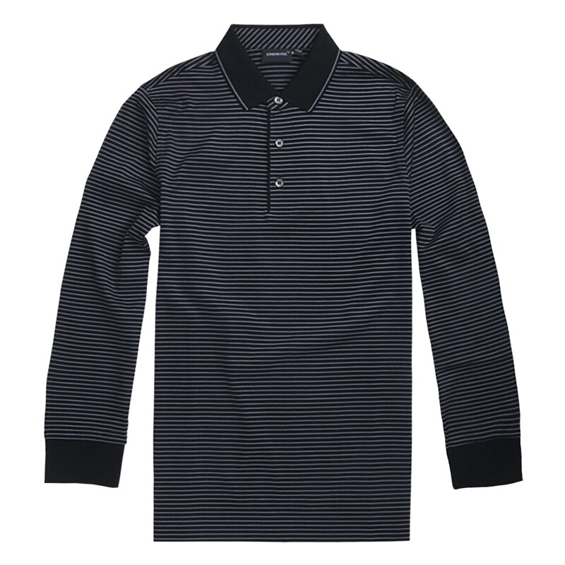 LONDON FOG/伦敦雾男装秋冬棉制丝光棉条纹休闲长袖T恤LW11KT004