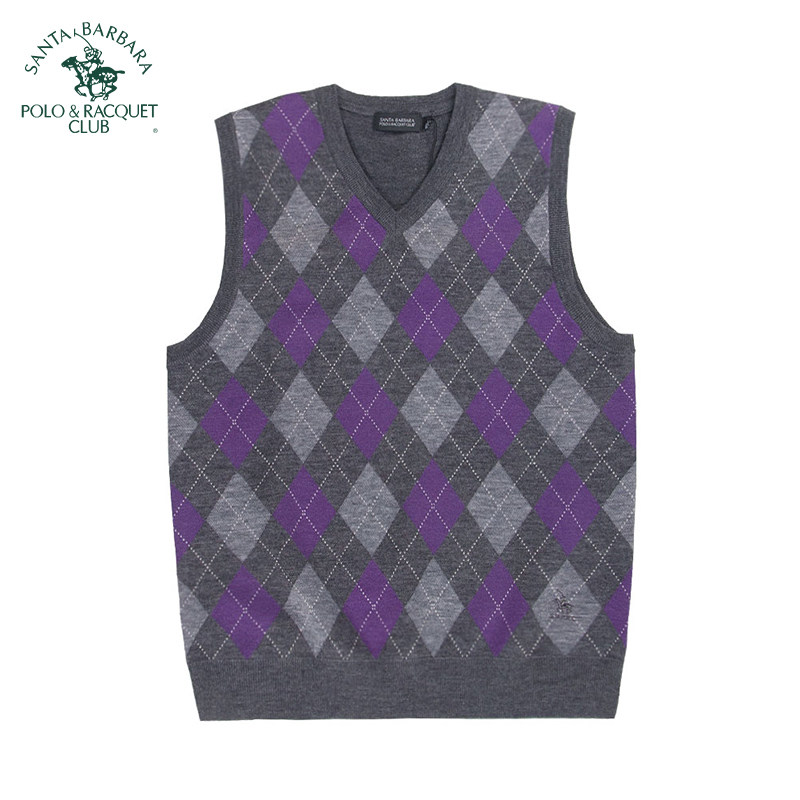 圣大保罗男装V领羊毛针织背心