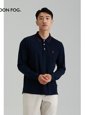 LONDON FOG/伦敦雾男装长袖t恤2025新款纯棉中年合身版翻领polo衫