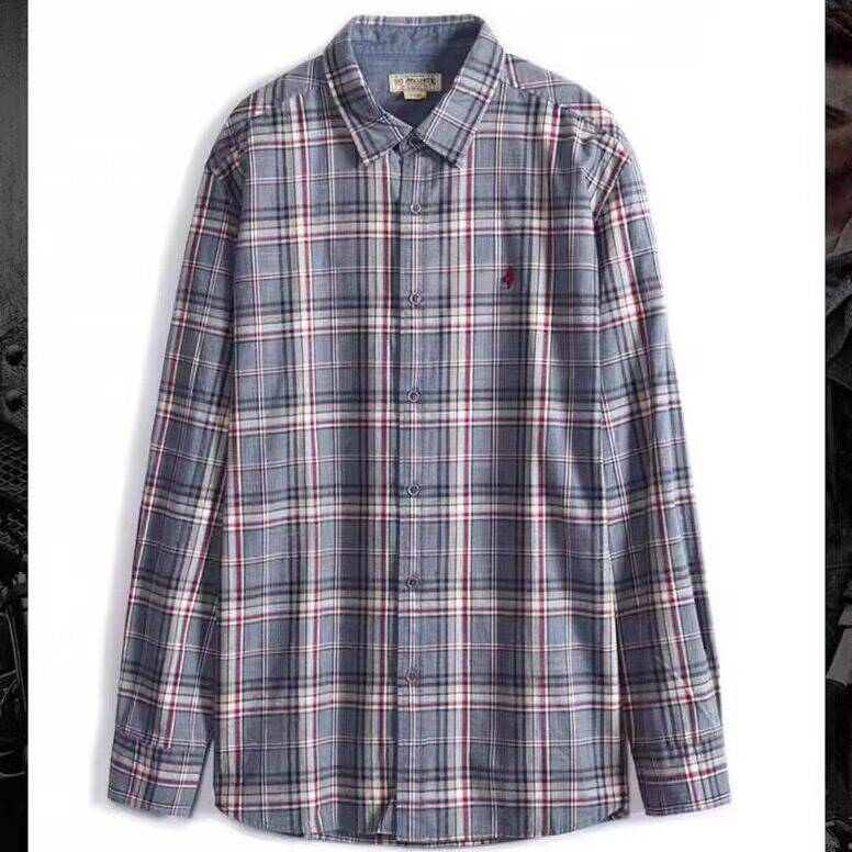 MCS男装衬衫格子男款长袖衬衣休闲纯棉宽松大码上衣中年父亲装