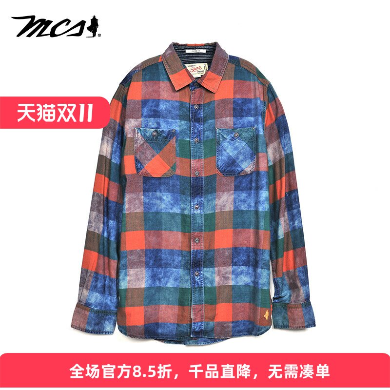 MCS长袖复古休闲衬衫男