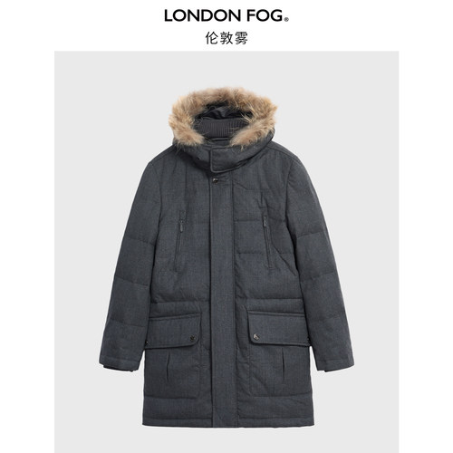 LONDONFOG中长款羊毛布羽绒服