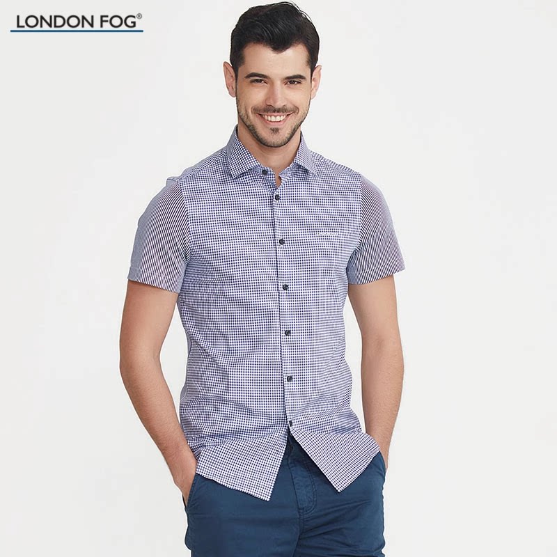 LONDONFOG男士短袖衬衫全棉