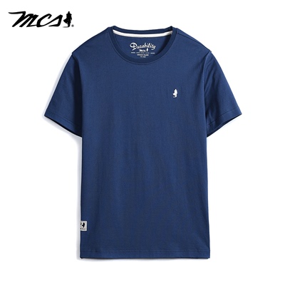 MCS万宝路男装100%棉短袖t恤男户外休闲圆领简约百搭潮牌男士t恤