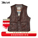 新款 绵羊皮真皮马夹男装 美式 MCS秋季 复古休闲工装 马甲外套男背心