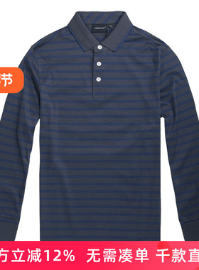 LONDON FOG/伦敦雾男秋冬大码双丝光棉条纹休闲长袖T恤LW11KT003