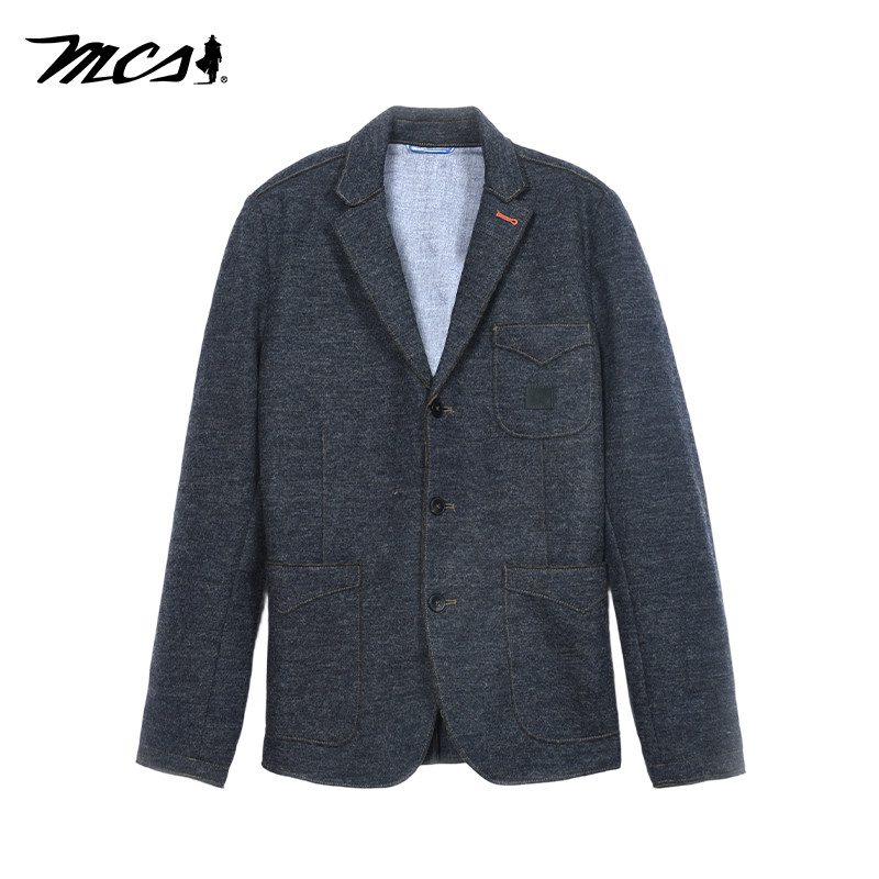 MCS春秋羊毛混纺休闲西服西装男