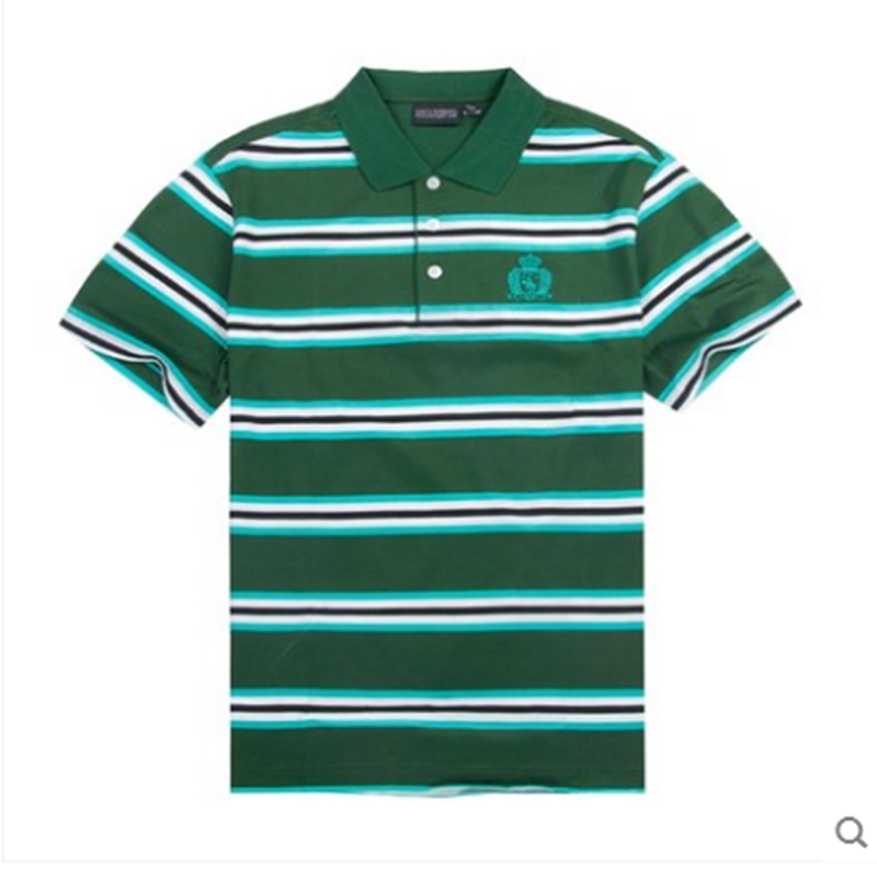 圣大保罗专柜品质夏季新款男条纹双丝光棉POLO衫短袖T恤PS12KT235