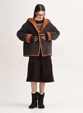 DIGBUTY热可可'羊毛双面呢大衣女款2025新款冬加厚短款美拉德风