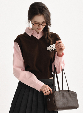 DIGBUTY春日多巴胺'绵羊毛短款毛衣内搭超好看假两件文艺慵懒风软