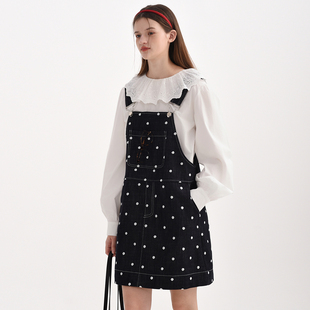 DIGBUTY法式 温柔风连衣裙 复古波点牛仔背心裙女a字背带裙2026春季
