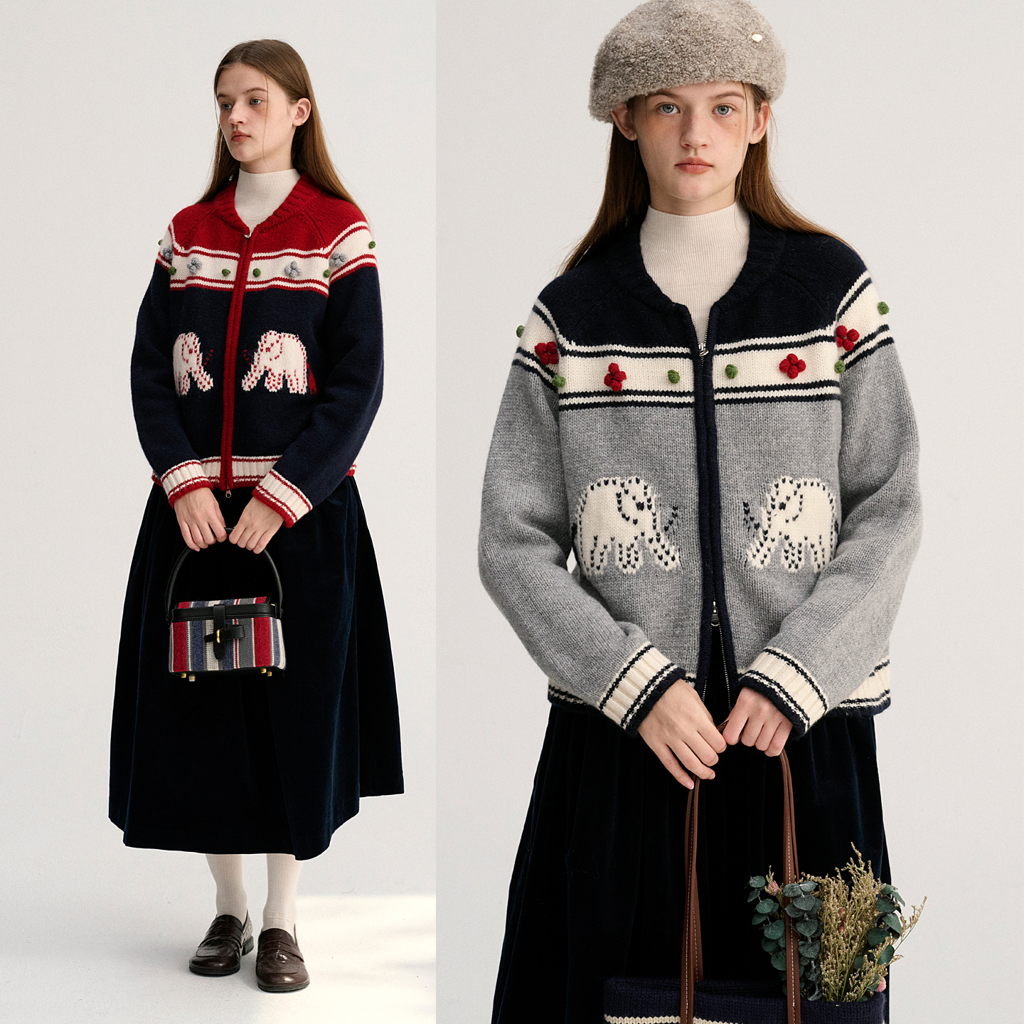 DIGBUTY纯手工全羊毛双拉链毛衣