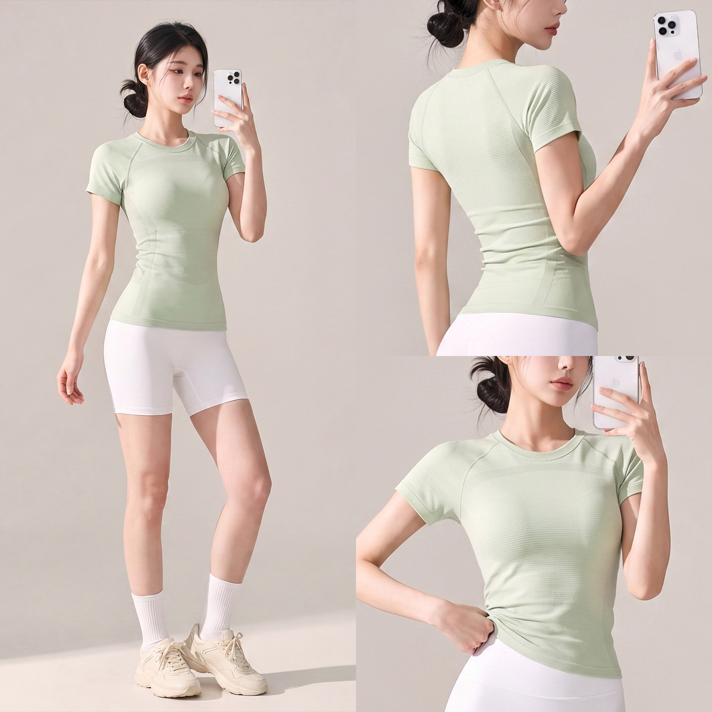 修身显瘦夏季普拉提短袖T恤女图片