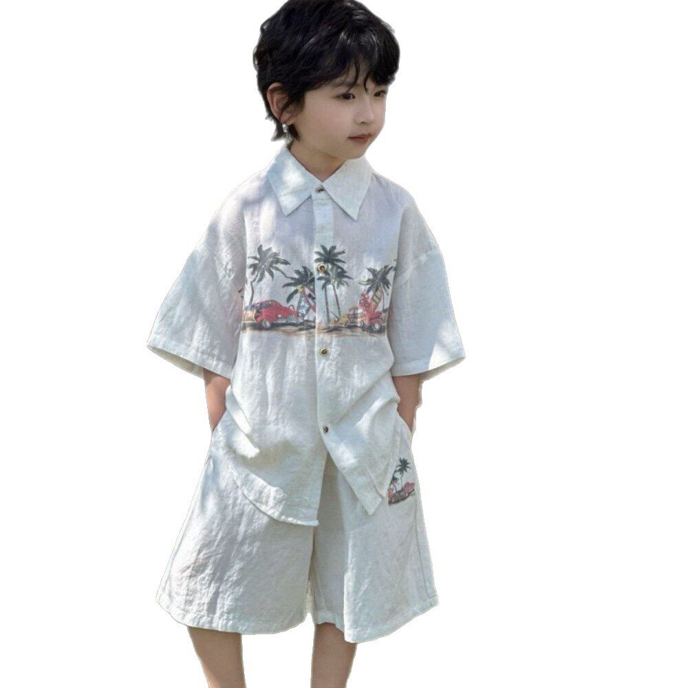 男童夏季套装半川2026夏季新款薄款休闲短袖衬衫短裤