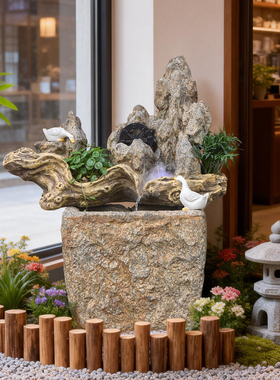 假山流水摆件循环水户外鱼池造景阳台花园布置庭院流水招财景观