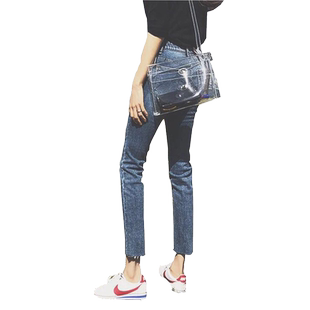 泫雅高腰九分牛仔裤女垂感初恋宽松显瘦百搭直筒毛边小个子八分裤