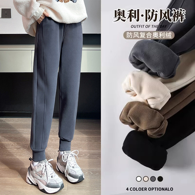 加绒加厚保暖运动防风裤不掉档