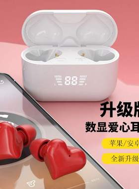 【厂家新款】不侵权数显爱心心形蓝牙耳机Z8通话降噪ENC女士学生