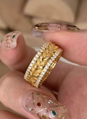 穗穗平安中古金色麦穗戒指