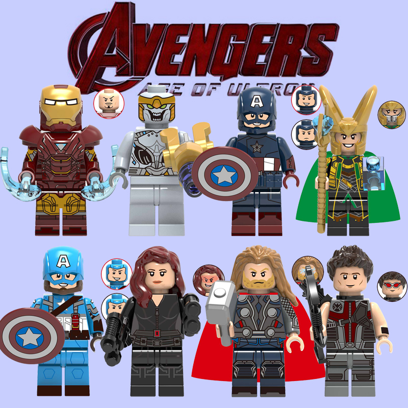 复仇者联盟4钢铁侠洛基雷神美队鹰眼浪人第三方拼装积木人仔X0259