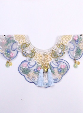 猫咪项圈古风狗狗口水巾刺绣宠物云肩围脖新中式宠物生日装饰流苏