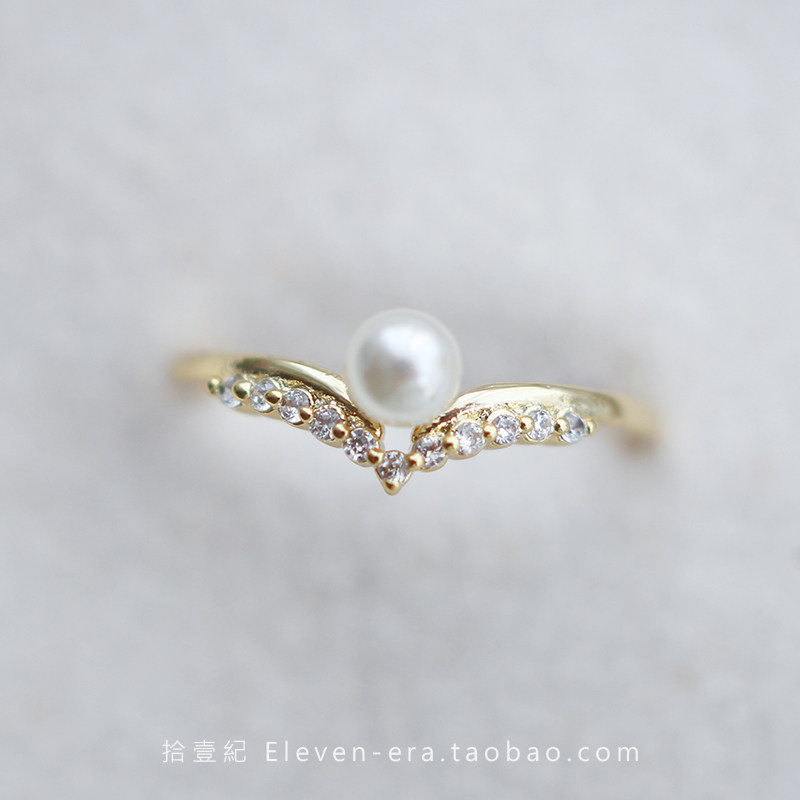 拾壹纪「花嫁」简约轻奢精致法式复古珍珠戒指优雅婚礼古董风指环