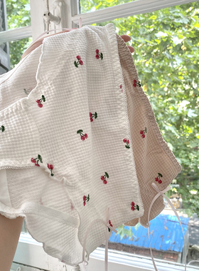 bluesock樱桃甜甜日系甜美少女华夫格舒适内裤中腰大码舒适三角裤