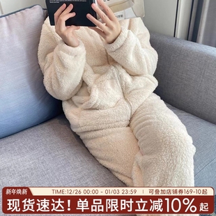家居服套装 2023新款 女士加厚秋冬保暖双面绒可外穿 女款 睡衣冬季