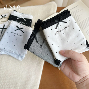 纯棉抗菌夏季 三角裤 薄款 白色女士短裤 中腰 2025新款 复古波点女内裤